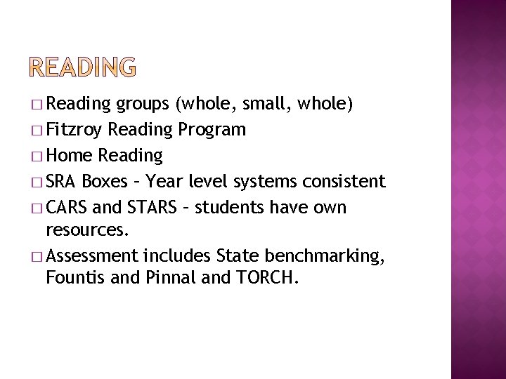 � Reading groups (whole, small, whole) � Fitzroy Reading Program � Home Reading �