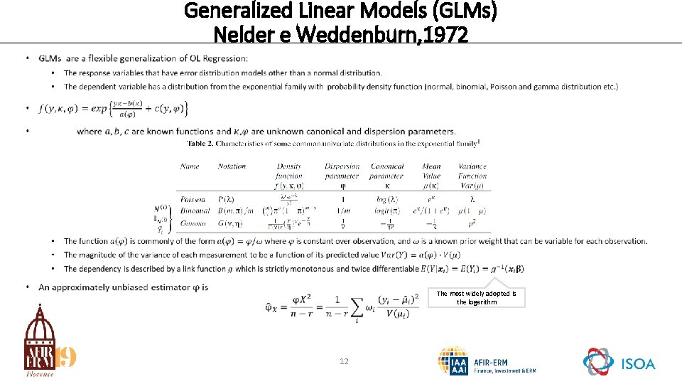 Generalized Linear Models (GLMs) Nelder e Weddenburn, 1972 • The most widely adopted is