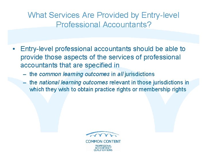 What Services Are Provided by Entry-level Professional Accountants? • Entry-level professional accountants should be