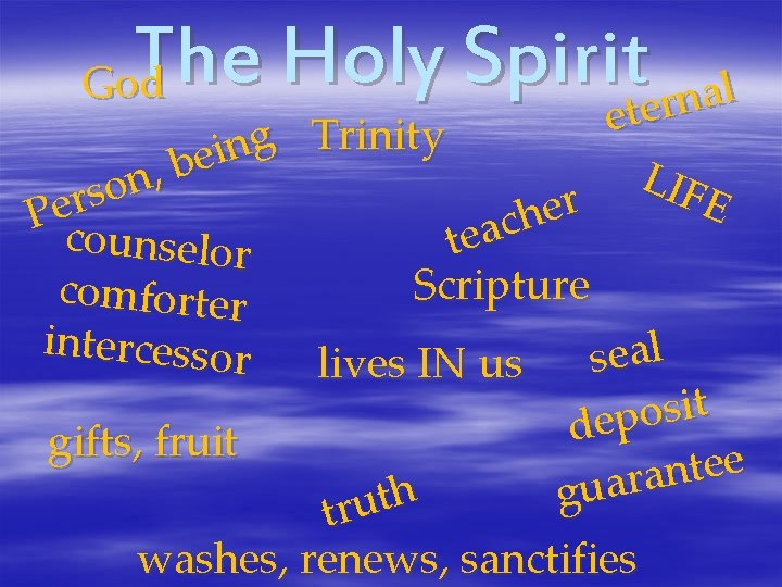 The Holy Spirit God l a n ter e Trinity g n i e