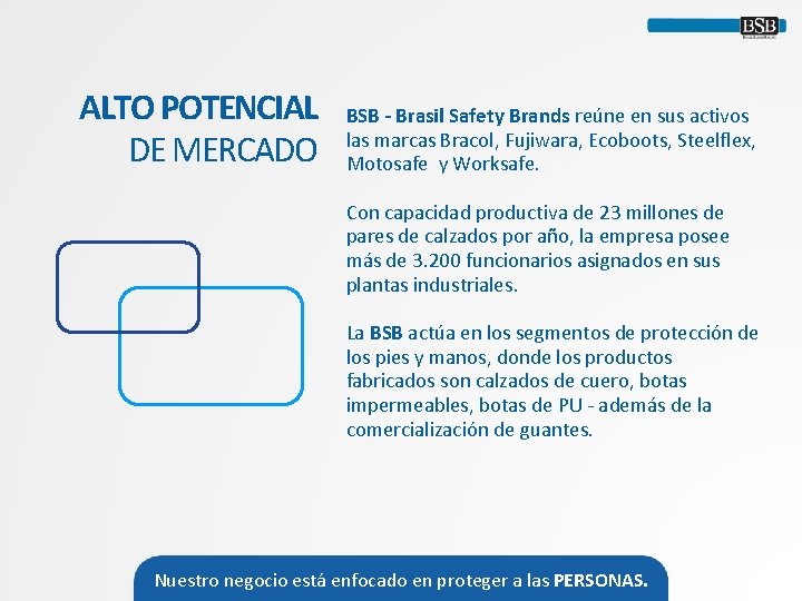 ALTO POTENCIAL DE MERCADO BSB - Brasil Safety Brands reúne en sus activos las