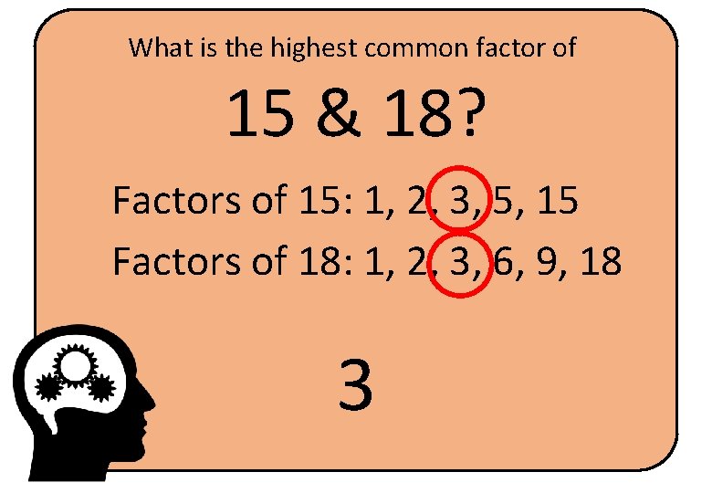 What is the highest common factor of 15 & 18? Factors of 15: 1,