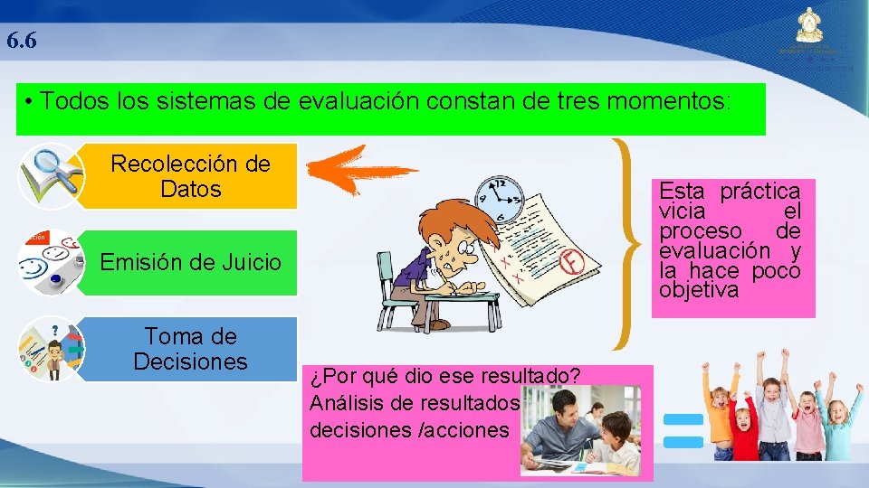 6. 6 • Todos los sistemas de evaluación constan de tres momentos: Recolección de