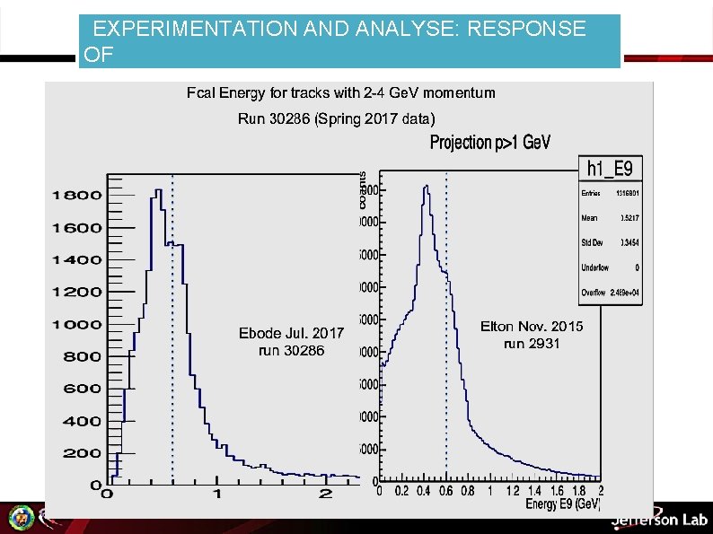 EXPERIMENTATION AND ANALYSE: RESPONSE OF HADRONS IN FCAL 