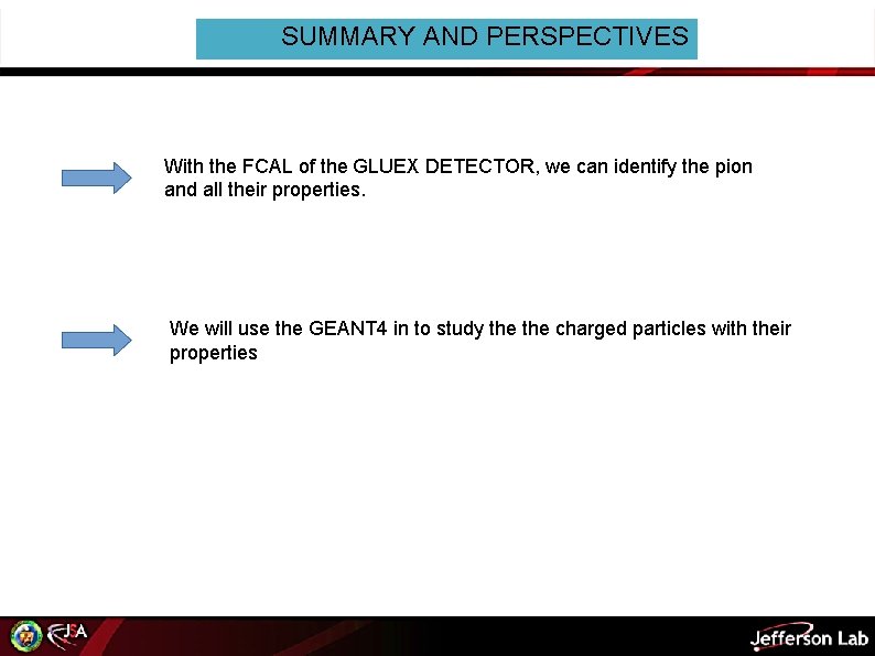 SUMMARY AND PERSPECTIVES With the FCAL of the GLUEX DETECTOR, we can identify the