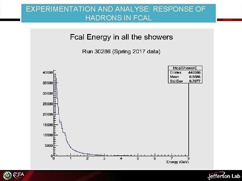 EXPERIMENTATION AND ANALYSE: RESPONSE OF HADRONS IN FCAL 