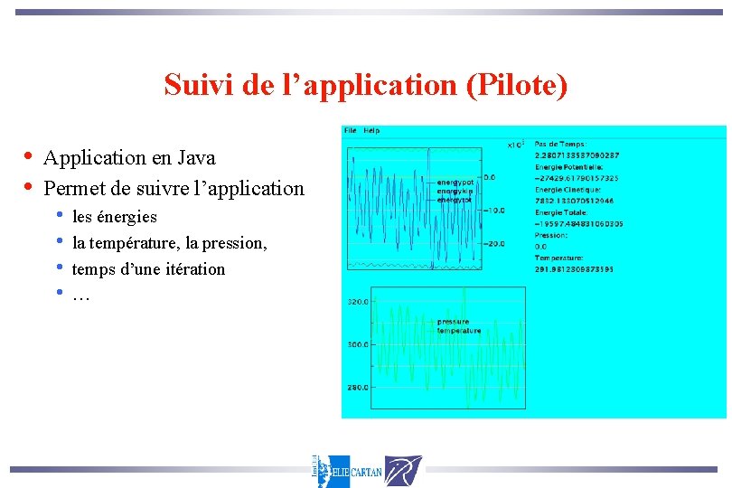 Suivi de l’application (Pilote) • • Application en Java Permet de suivre l’application •