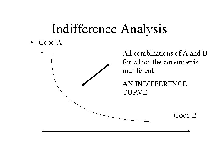 Indifference Analysis • Good A All combinations of A and B for which the