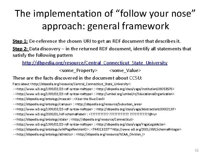 The implementation of “follow your nose” approach: general framework Step 1: De-reference the chosen