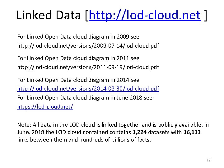 Linked Data [http: //lod-cloud. net ] For Linked Open Data cloud diagram in 2009
