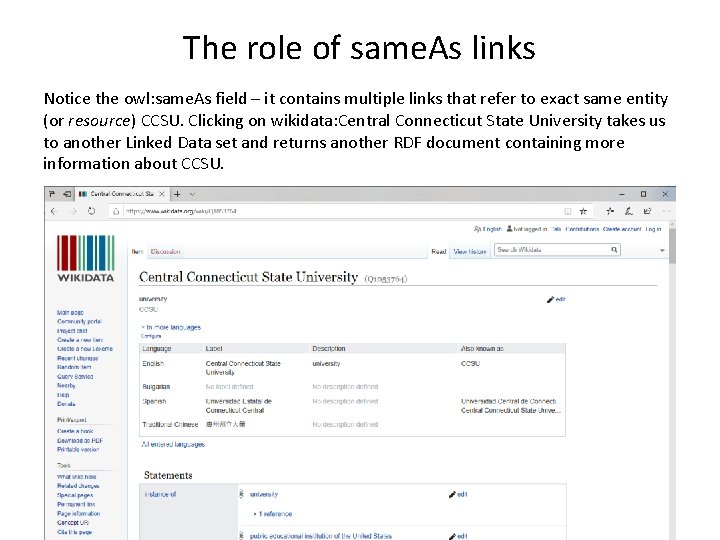 The role of same. As links Notice the owl: same. As field – it