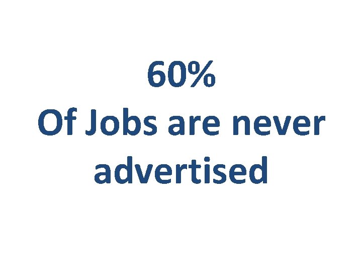 60% Of Jobs are never advertised 