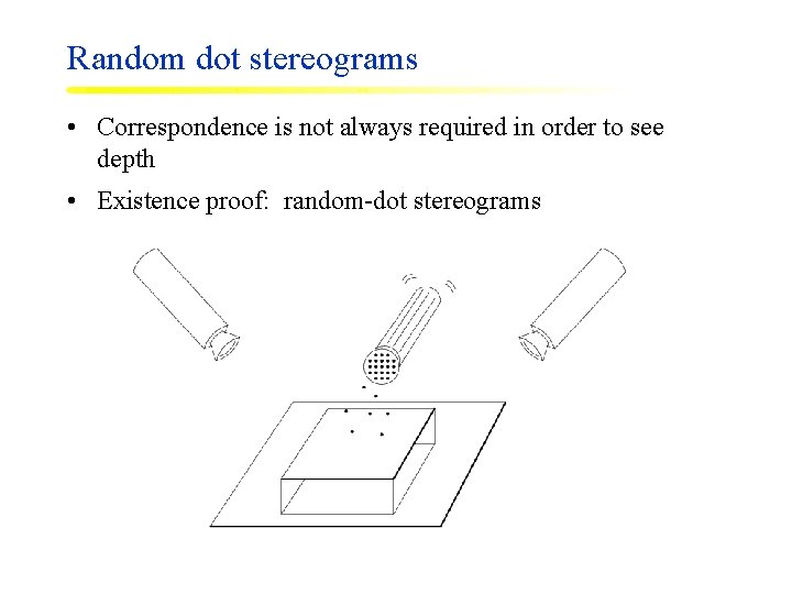 Random dot stereograms • Correspondence is not always required in order to see depth