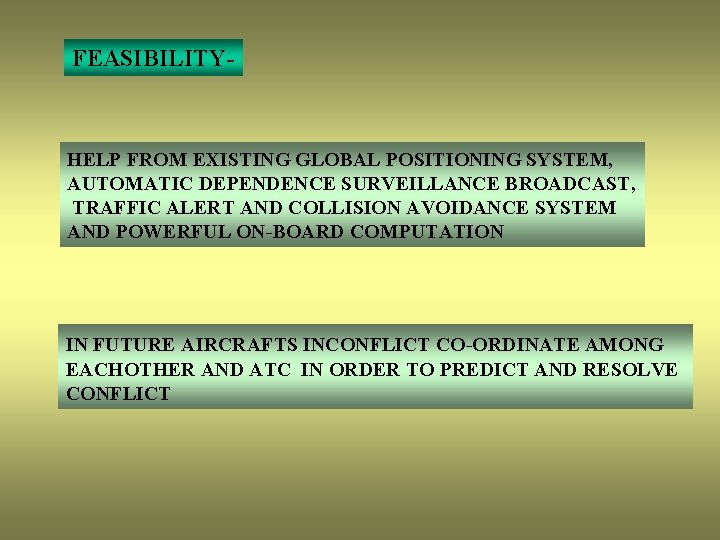 FEASIBILITY- HELP FROM EXISTING GLOBAL POSITIONING SYSTEM, AUTOMATIC DEPENDENCE SURVEILLANCE BROADCAST, TRAFFIC ALERT AND