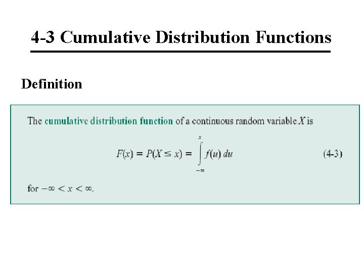 4 -3 Cumulative Distribution Functions Definition 