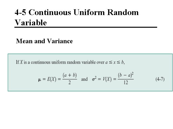 4 -5 Continuous Uniform Random Variable Mean and Variance 