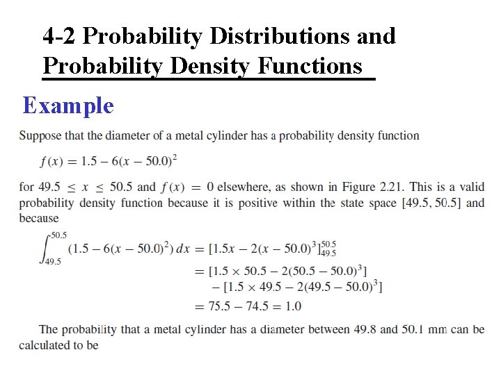 4 -2 Probability Distributions and Probability Density Functions Example 