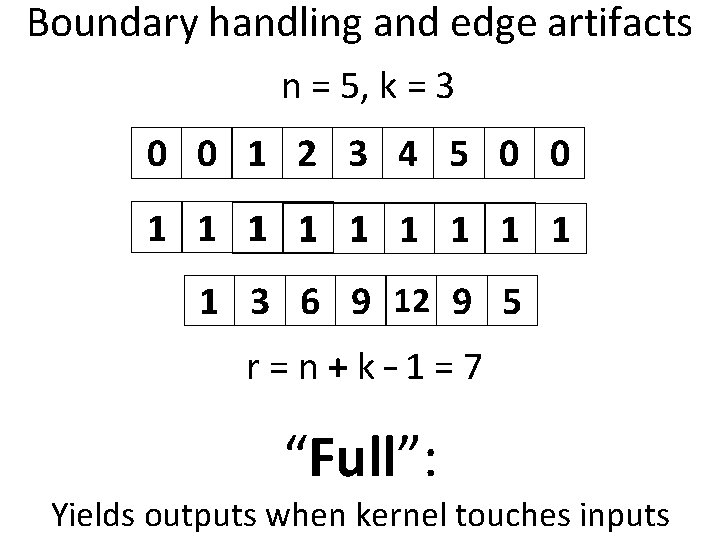 Boundary handling and edge artifacts n = 5, k = 3 0 0 1 Boundary handling and edge artifacts n = 5, k = 3 0 0 1