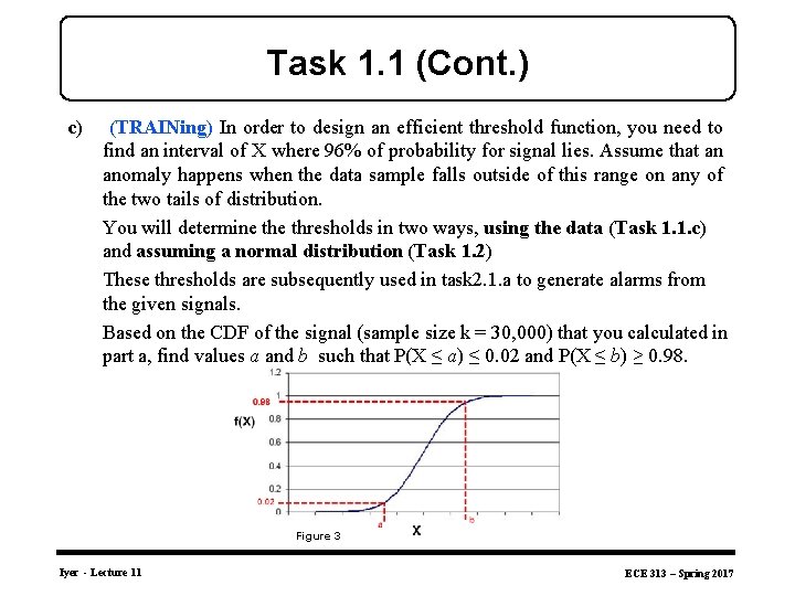 Task 1. 1 (Cont. ) c) (TRAINing) In order to design an efficient threshold