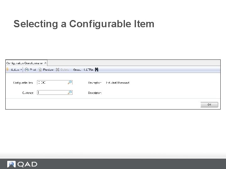 Selecting a Configurable Item 