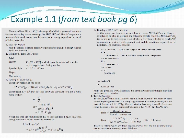 Example 1. 1 (from text book pg 6) 