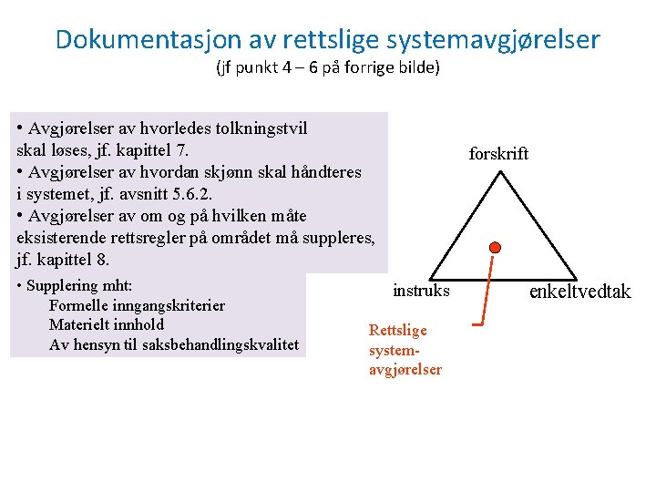 Dokumentasjon av rettslige systemavgjørelser (jf punkt 4 – 6 på forrige bilde) • Avgjørelser