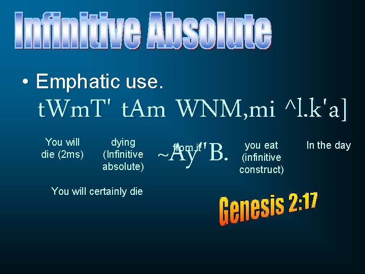  • Emphatic use. t. Wm. T' t. Am WNM, mi ^l. k'a] ~Ay"B.