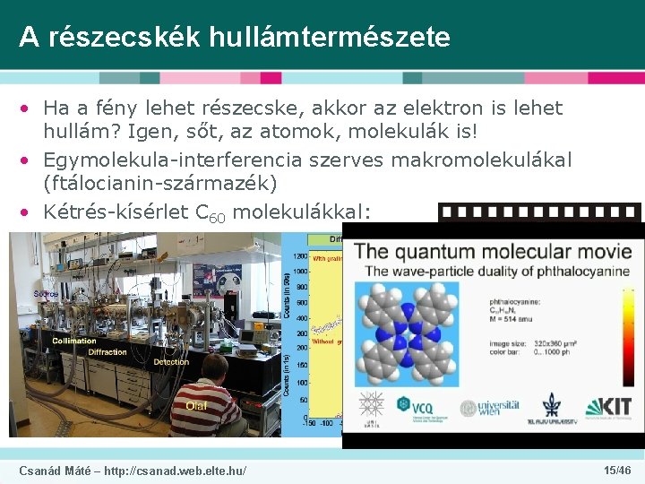 A részecskék hullámtermészete • Ha a fény lehet részecske, akkor az elektron is lehet