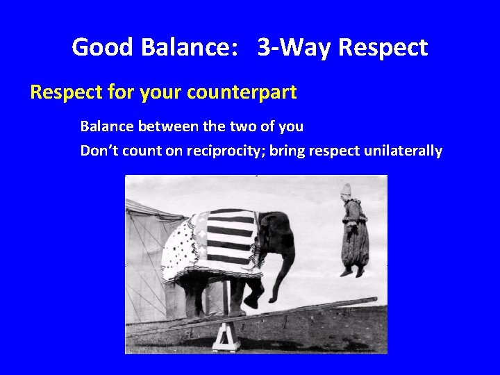 Good Balance: 3 -Way Respect for your counterpart Balance between the two of you