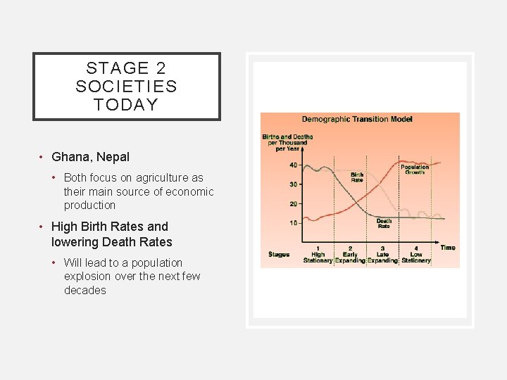 STAGE 2 SOCIETIES TODAY • Ghana, Nepal • Both focus on agriculture as their