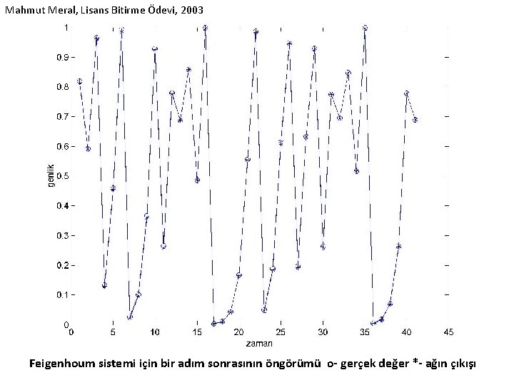 Mahmut Meral, Lisans Bitirme Ödevi, 2003 Feigenhoum sistemi için bir adım sonrasının öngörümü o-