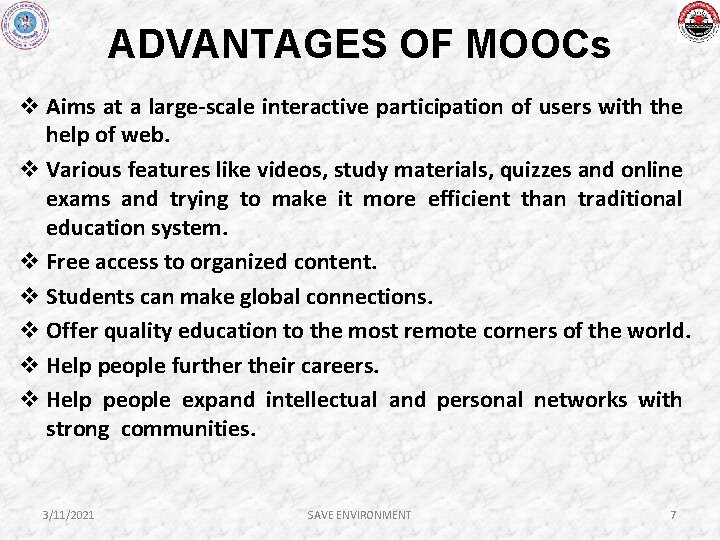 MASSIVE OPEN ONLINE COURSES MOOCs By DR DROUPTI