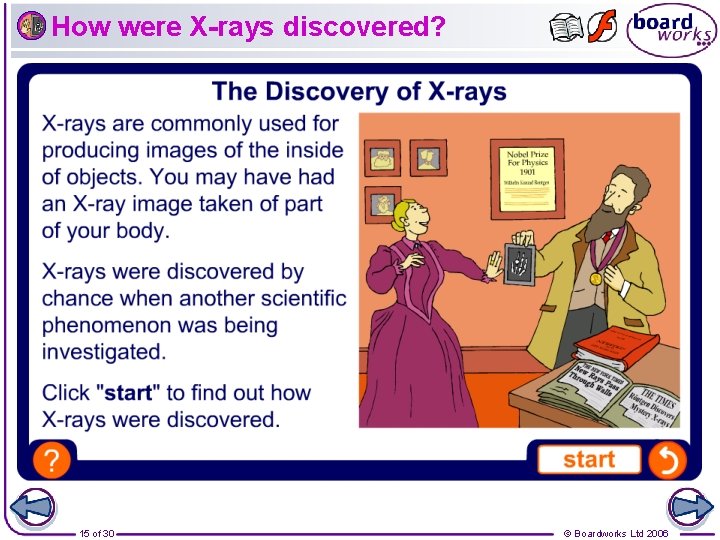 How were X-rays discovered? 15 of 30 © Boardworks Ltd 2006 