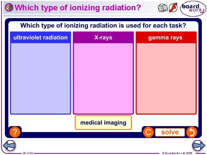 Which type of ionizing radiation? 29 of 30 © Boardworks Ltd 2006 