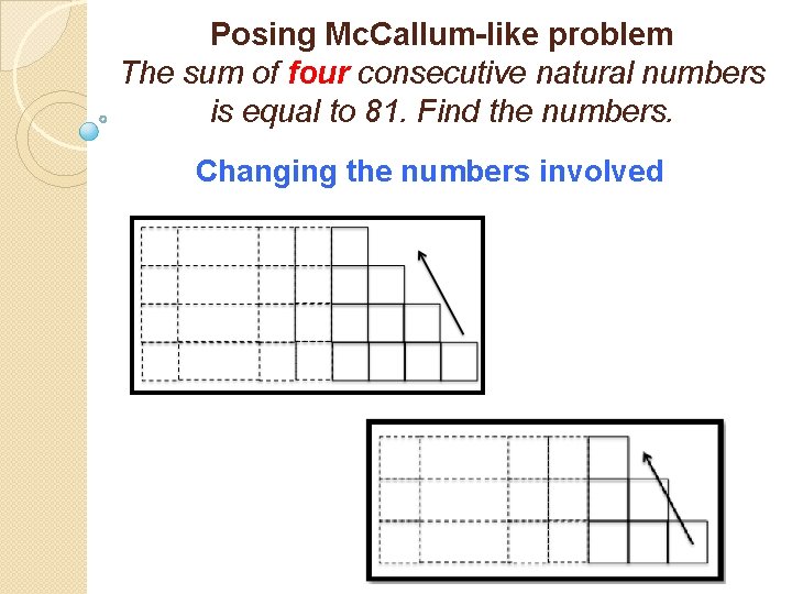 Posing Mc. Callum-like problem The sum of four consecutive natural numbers is equal to