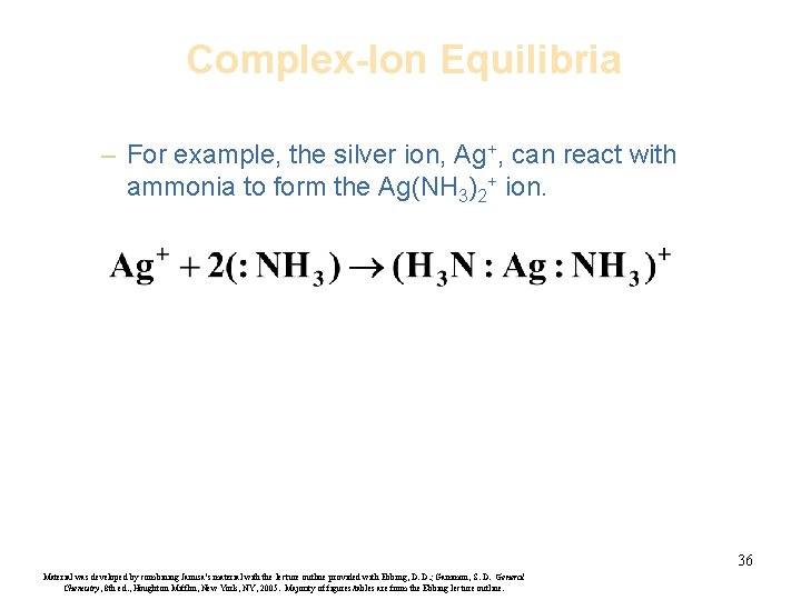 Complex-Ion Equilibria – For example, the silver ion, Ag+, can react with ammonia to