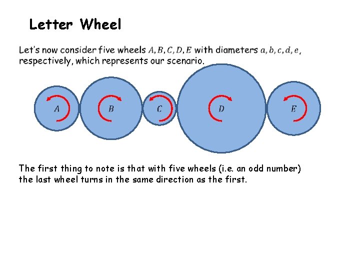 Letter Wheel The first thing to note is that with five wheels (i. e.