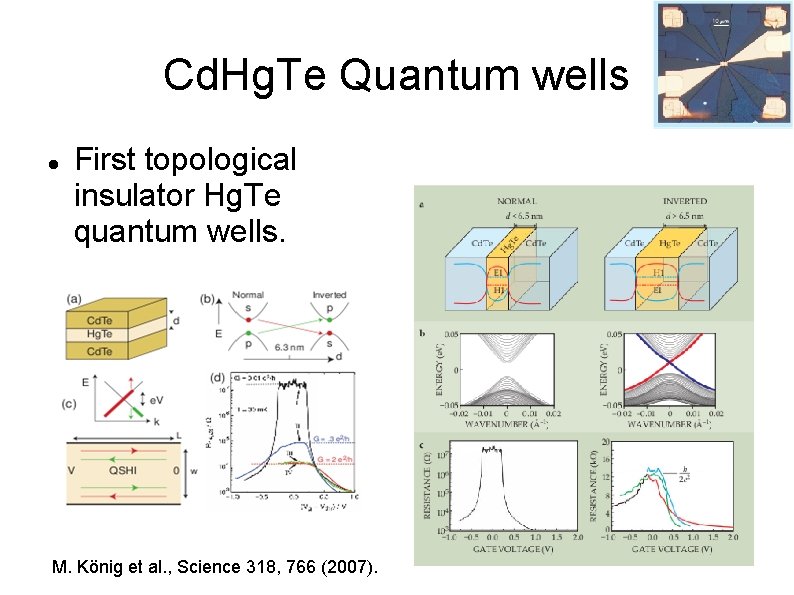 Cd. Hg. Te Quantum wells First topological insulator Hg. Te quantum wells. M. König