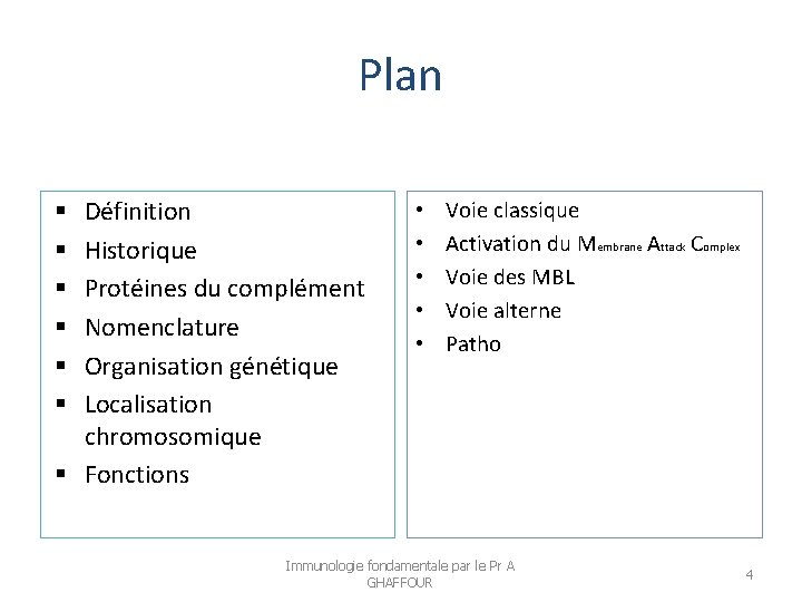 Plan Définition Historique Protéines du complément Nomenclature Organisation génétique Localisation chromosomique Fonctions • •