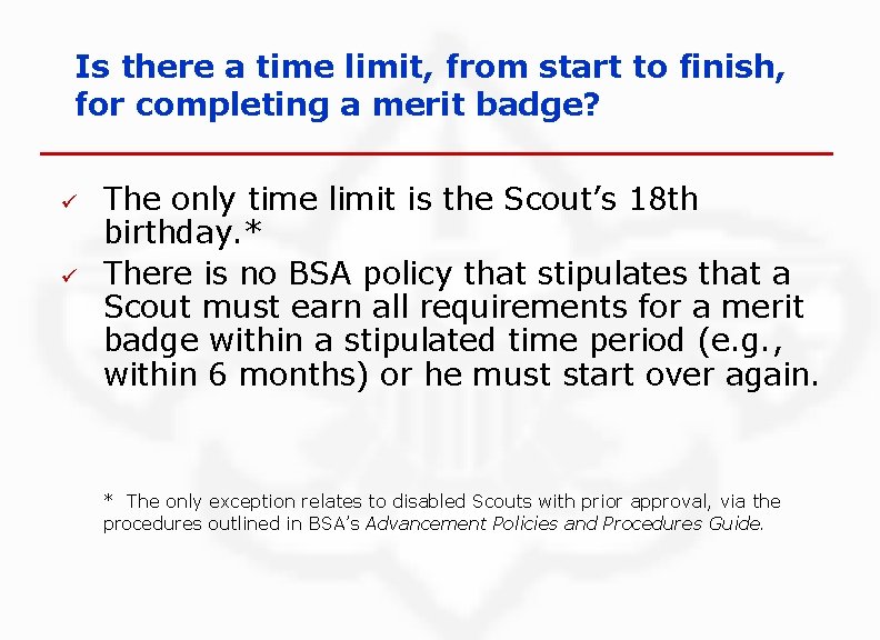 Is there a time limit, from start to finish, for completing a merit badge?