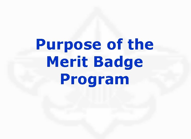 Purpose of the Merit Badge Program 