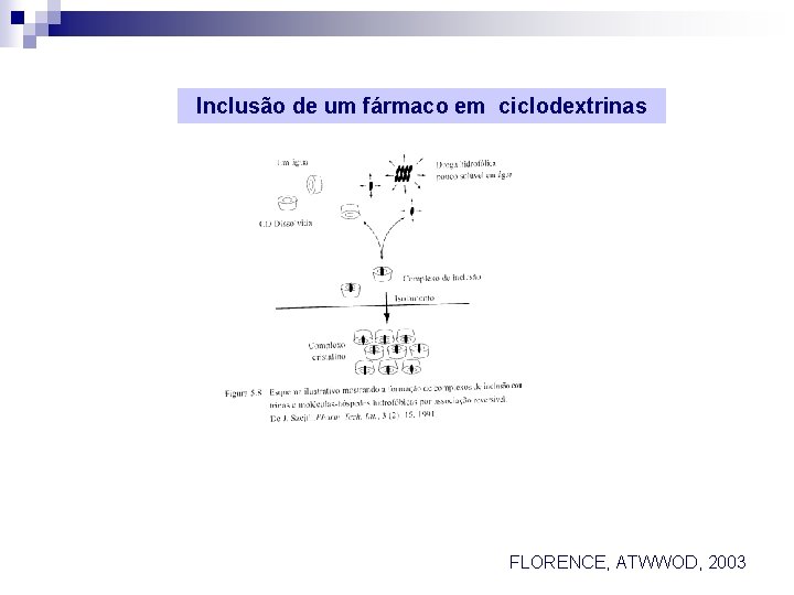 Inclusão de um fármaco em ciclodextrinas FLORENCE, ATWWOD, 2003 