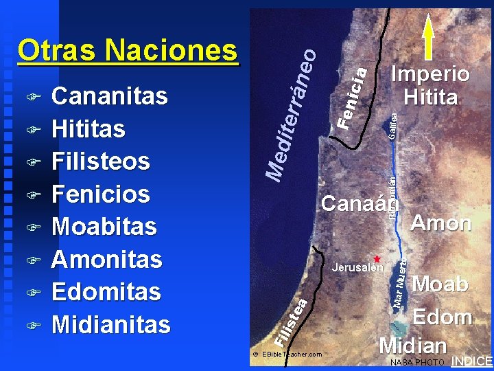 Imperio Hitita Río Jordán Galilea Fen icia Med iterr áneo Jerusalén © EBible. Teacher.