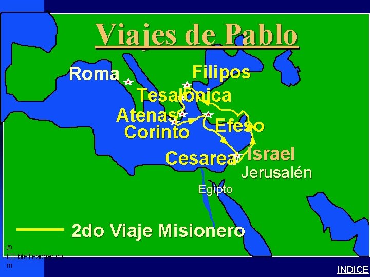 Viajes de Pablo Paul-2 nd Missionary Journey Filipos Tesalónica Atenas Israel Corinto Efeso Cesarea