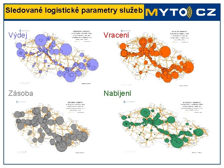 Sledované logistické parametry služeb Výdej Vracení Zásoba Nabíjení 