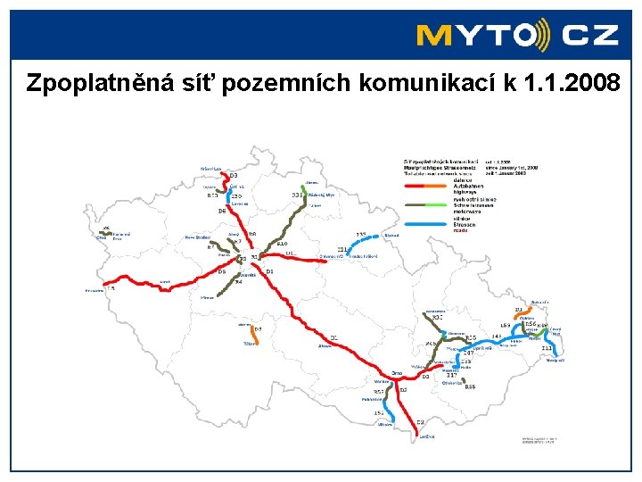 Zpoplatněná síť pozemních komunikací k 1. 1. 2008 