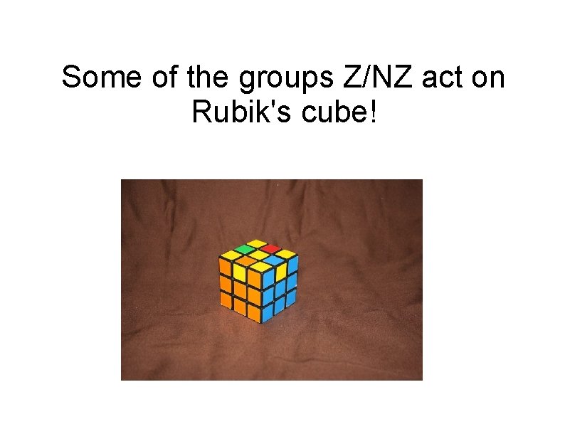 Some of the groups Z/NZ act on Rubik's cube! 