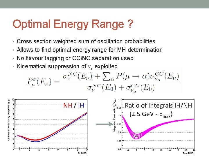 Optimal Energy Range ? • Cross section weighted sum of oscillation probabilities • Allows