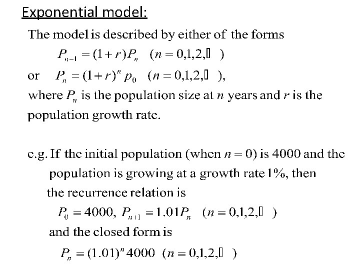 Exponential model: 