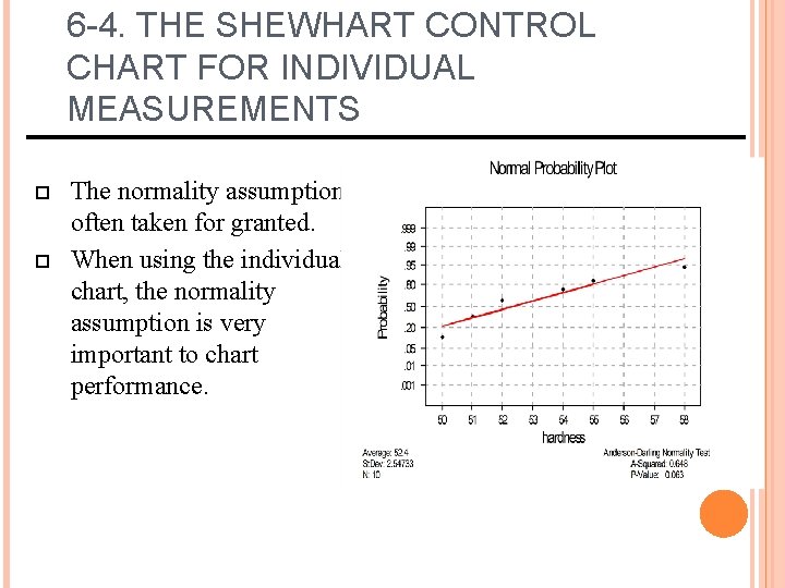 6 -4. THE SHEWHART CONTROL CHART FOR INDIVIDUAL MEASUREMENTS The normality assumption is often 6 -4. THE SHEWHART CONTROL CHART FOR INDIVIDUAL MEASUREMENTS The normality assumption is often